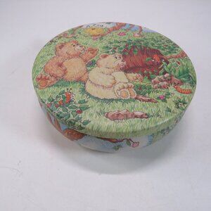 Cave Bears metal tin matte finish EASY OPEN funny story on inside & out Woodland